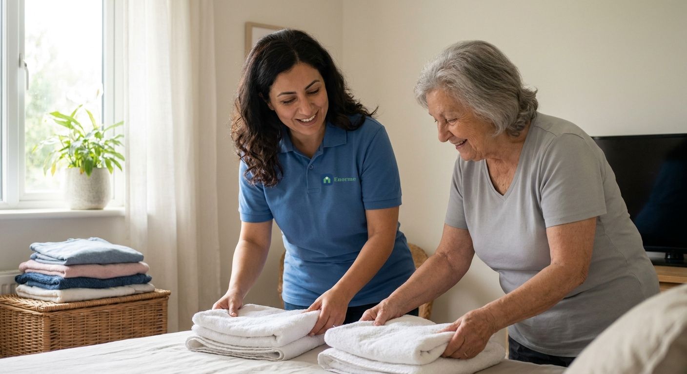 A caregiver helping with light housekeeping